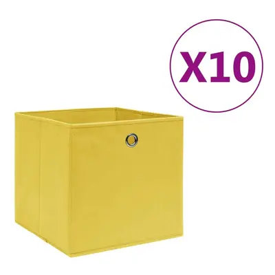 Úložné boxy 10 ks netkaná textilie 28 x 28 x 28 cm žluté