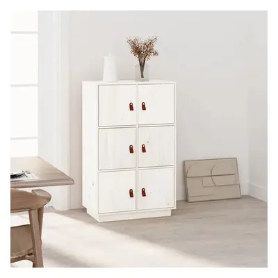 Skříň highboard bílá 67 x 40 x 108,5 cm masivní borové dřevo