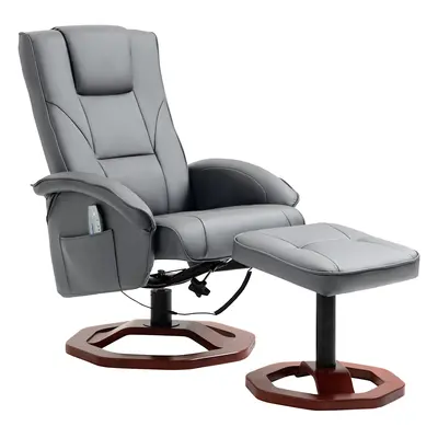 HOMCOM Relaxsessel Massagesessel mit Hocker Fernsehsessel mit Liegefunktion 360° drehbar mit Sei