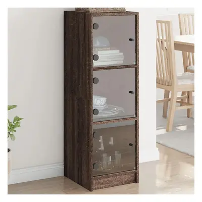 Highboard se skleněnými dvířky hnědý dub 35 x 37 x 109 cm