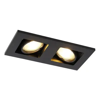 Obdélníkové zapuštěné bodové svítidlo 2-light black - Qure