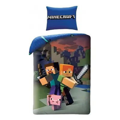 Bavlněné ložní povlečení Minecraft - motiv Noc přichází - 100% bavlna - 70 x 90 cm + 140 x 200 c