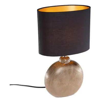 Rustikální stolní lampa bronzová s černou 39 cm - Kygo