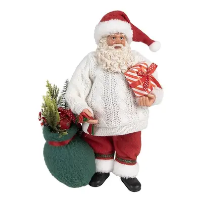 Vánoční dekorace taťka Santa Claus ve svetříku s dárky - 18*13*27 cm