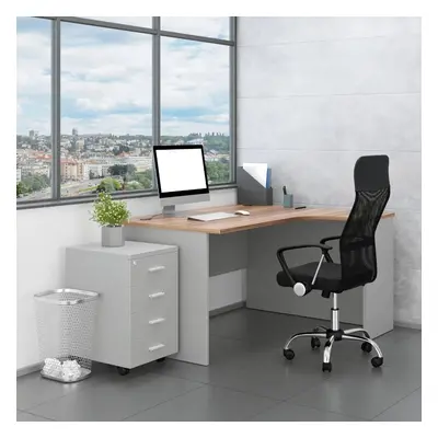 Sestava kancelářského nábytku SimpleOffice 2, 140 cm, pravá, šedá / ořech vlašský