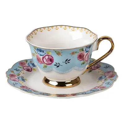 Porcelánový šálek s podšálkem Blue Garden II - 12*9*7 / Ø 15*2 cm / 160 ml