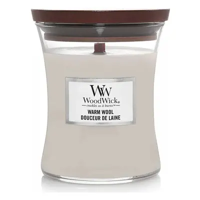 WoodWick vonná svíčka s dřevěným knotem malá Warm Wool 85 g