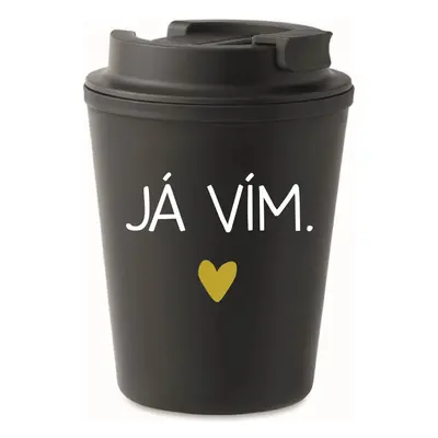 JÁ VÍM. - černý termohrnek 300 ml