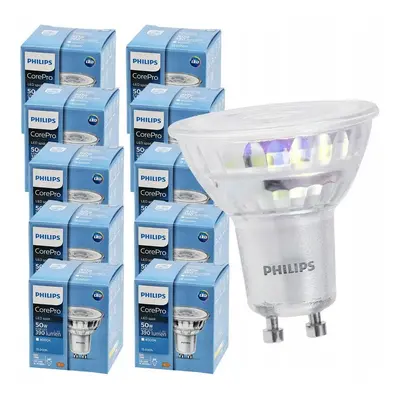 10x LED žárovka Philips GU10 - 4,6W - 390 Lm 36° - neutrální bílá 4000K - Premium