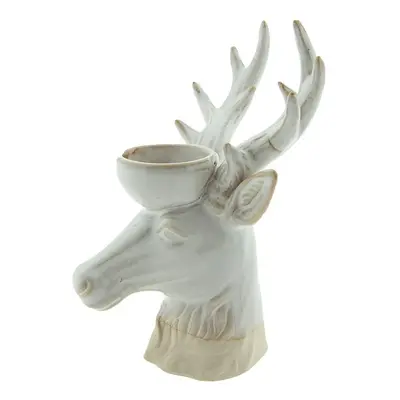 Béžový porcelánový svícen na čajovou svíčku Jelen Chrie - 12*11*18 cm