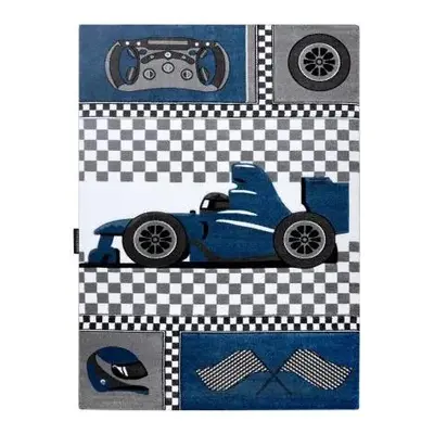 koberec PETIT ZÁVODY FORMULE 1 AUTO, modrý velikost 120x170 cm | krásné koberce cz