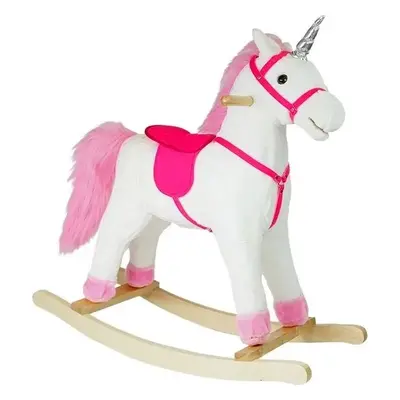 LEAN Toys Houpací kůň bílo růžový se zvuky - Unicorn