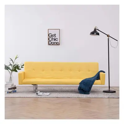 vidaXL 282224 Marketos Sofa Bed with Armrest Yellow Polyester