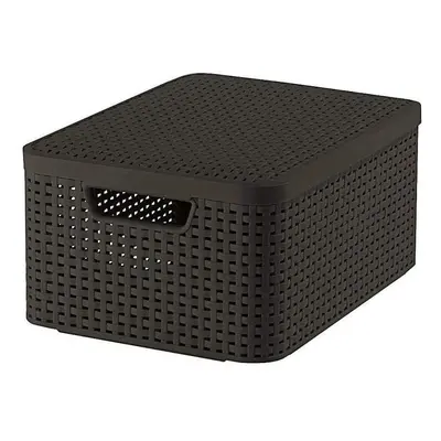 Hnědý úložný box s víkem Curver Style, 18 l