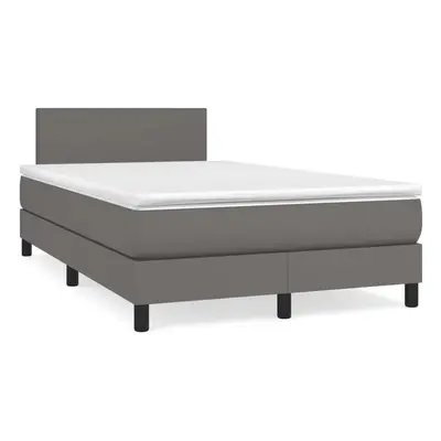 Box spring postel s matrací a LED šedá 120 x 190 cm umělá kůže