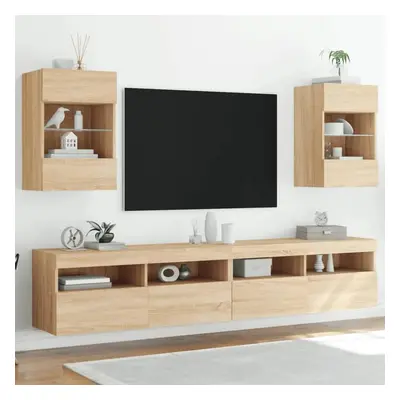 Nástěnné TV skříňky s LED 2 ks dub sonoma 40 x 30 x 60,5 cm