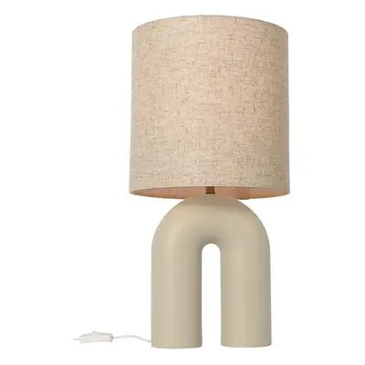 Designová stolní lampa béžová s béžovým plátěným stínidlem - Lotti