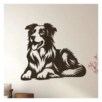 dřevo života Dřevěná dekorace psa BORDER COLLIE Rozměry (cm): 40x34, Zvolte barvu dekoru: Wenge