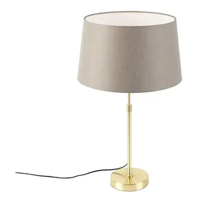 Stolní lampa zlatá / mosaz s odstínem lnu taupe 35 cm - Parte