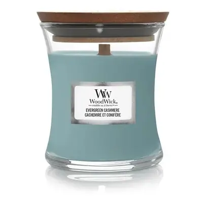 WoodWick vonná svíčka s dřevěným knotem malá Evergreen Cashmere 85g