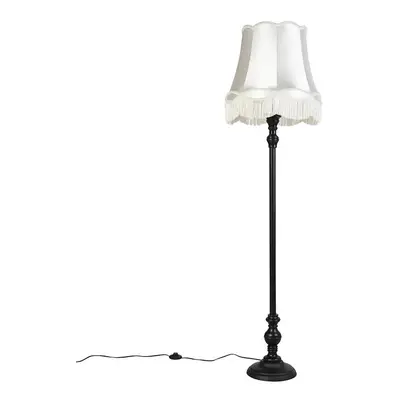 Stojací lampa černá s krémovým odstínem Granny - Classico