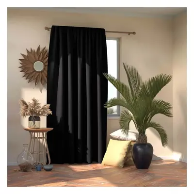 AmeliaHome Závěs Blackout Oxford Pleat černá, 140 x 245 cm