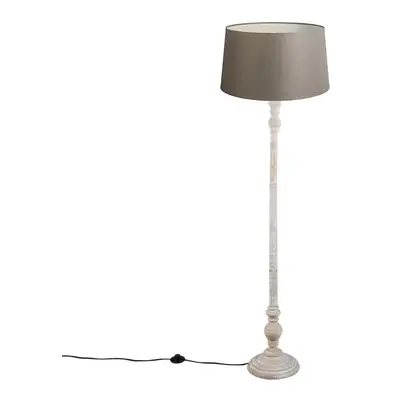 Venkovská stojací lampa taupe s plátěným odstínem 45 cm - Classico