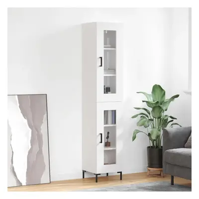 Skříň highboard bílá s vysokým leskem 34,5x34x180 cm kompozit