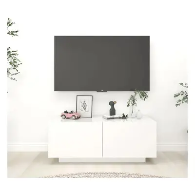 TV skříňka lesklá bílá 100x35x40 cm kompozitní dřevo