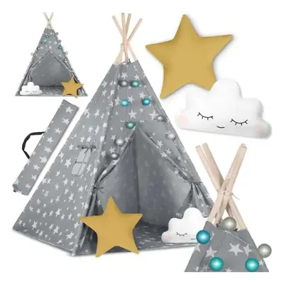 Bestent Dětský stan TeePee s polštářky Grey Sky