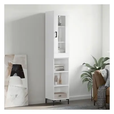 Skříň highboard bílá s vysokým leskem 34,5x34x180 cm kompozit