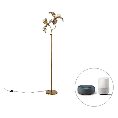 Chytrá stojací lampa zlatá 2-světelná vč.Wifi G95 - Botanica