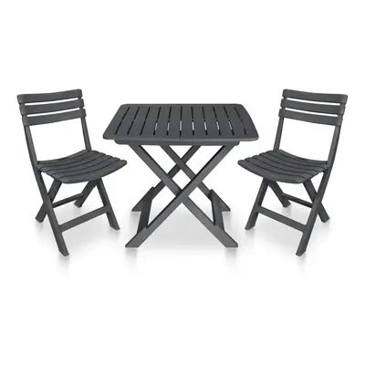 vidaXL 3dílný skládací bistro set plastový antracitový