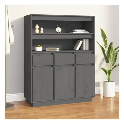 Skříň highboard šedá 89x40x116,5 cm masivní borové dřevo