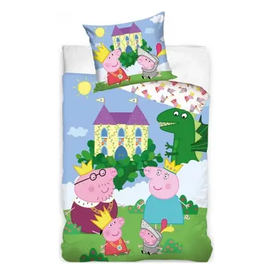 Dětské ložní povlečení Prasátko Peppa - motiv Královská rodinka - 100% bavlna - 70 x 90 cm + 140