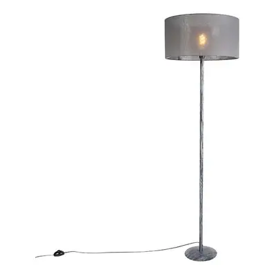 Stojací lampa šedá se šedým odstínem 50 cm - Simplo