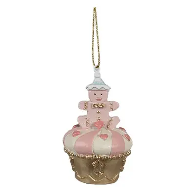 Růžovo-zlatá vánoční ozdoba Cupcake - Ø 5*8 cm