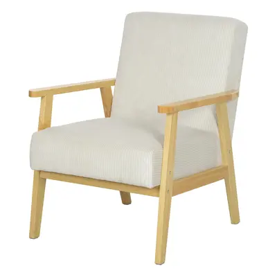 HOMCOM Sessel Loungesessel mit Armlehne, Holzbeine, Gepolstert Akzentsessel mit Kord-Optik, Rela