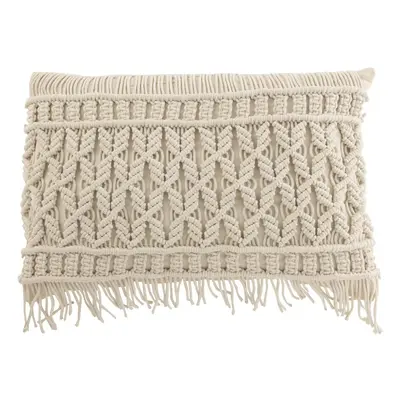 Přírodně bílý polštář s drhaným vzorem Macramé Cosy - 60*15*40 cm