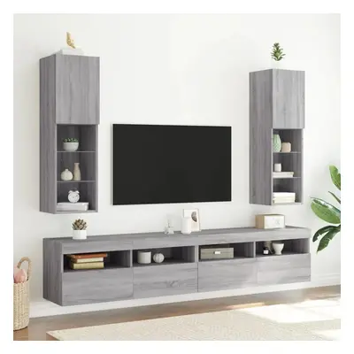 TV skříňky s LED osvětlením 2 ks šedé sonoma 30,5 x 30 x 102 cm