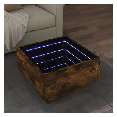 Konferenční stolek s LED kouřový dub 50 x 50 x 30 cm kompozit