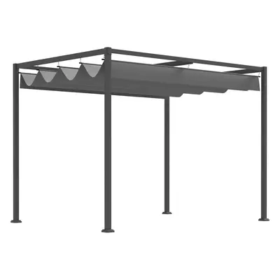 Outsunny Pergola Pavillon Terrassenüberdachung mit Schiebedach 298 x 213 x 221 cm, Grau, wetterf