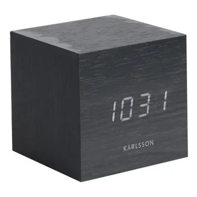 Karlsson 5655BK Designové LED stolní hodiny s budíkem, 8 x 8 cm