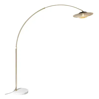 Moderní oblouková lampa bílá orientální stínidlo s bambusem 50 cm - XXL Rina