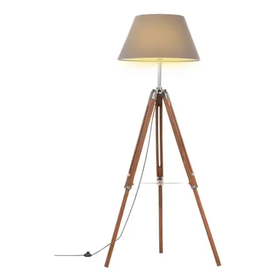 vidaXL Stojací lampa stativ medově hnědá a šedá masivní teak 141 cm