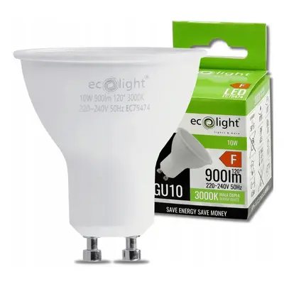 ECOLIGHT LED žárovka GU10 - 10W - 900lm - 3000k - teplá bílá