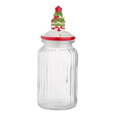 Altom Skleněná dóza s keramickým víčkem Christmas Tree 900 ml