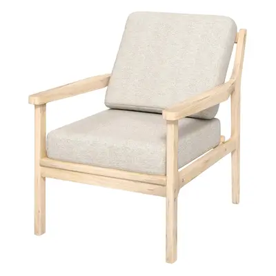 HOMCOM křeslo lounge chair s lněným vzhledem, područky, čalouněné lehátko s dřevěnými nohami, od