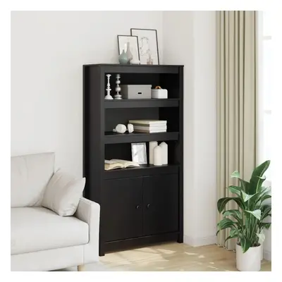 Skříň highboard černá 80 x 35 x 154 cm masivní borové dřevo