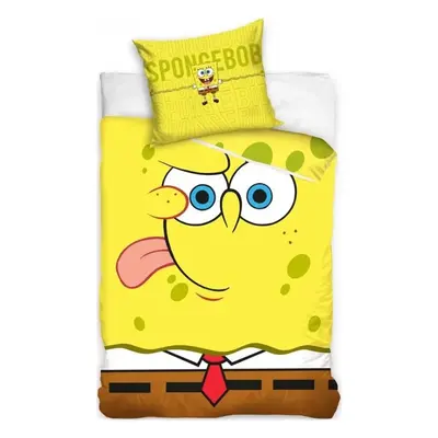 Bavlněné ložní povlečení SpongeBob - motiv Emoji - 100% bavlna Renforcé - 70 x 90 cm + 140 x 200